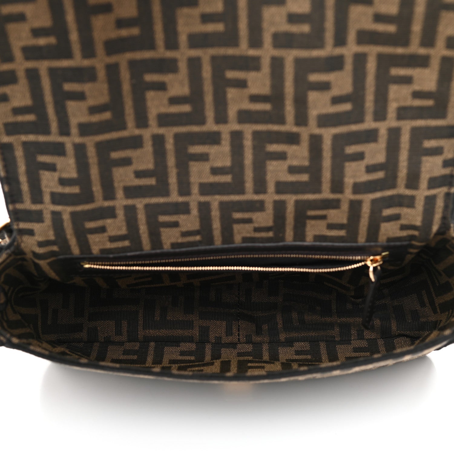 Fendi Fabric Jacquard FF 1974 Medium Baguette Tobacco Moro Black 5 of 8