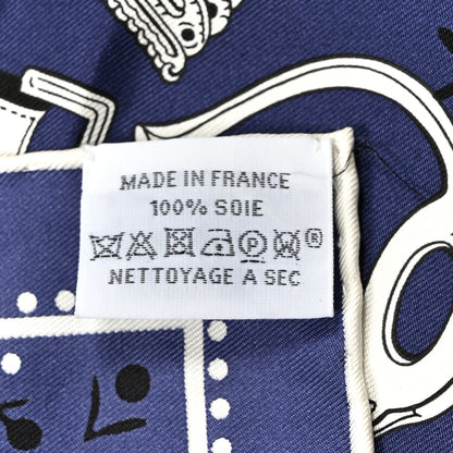 Hermes Silk Etriers Bandana Scarf 55 Marine White Black 3 of 5