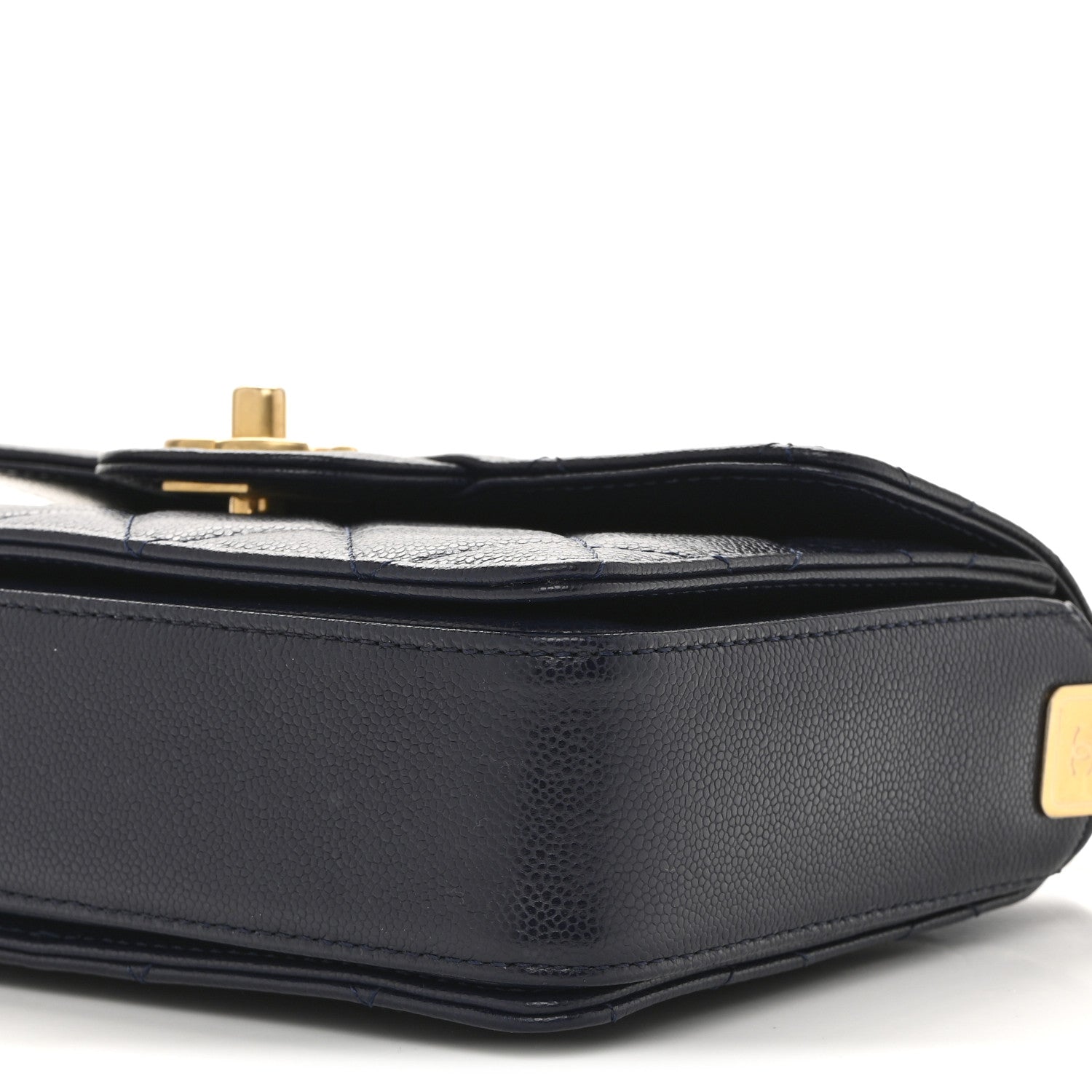 Chanel Shiny Caviar Quilted Mini Top Handle Flap Navy Blue 10 of 12