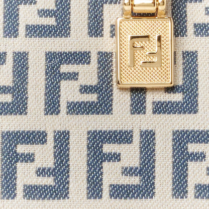 Fendi Vitello Grace Jacquard FF Mini By The Way Top Handle Boston Bag Tempest Panna 9 of 11