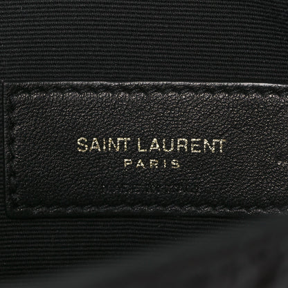 Saint Laurent Calfskin Crocodile Embossed Uptown Monogram Clutch Black 6 of 8