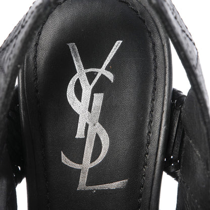 Saint Laurent Calfskin Woven Platform Sandals 36.5 Black 11 of 12