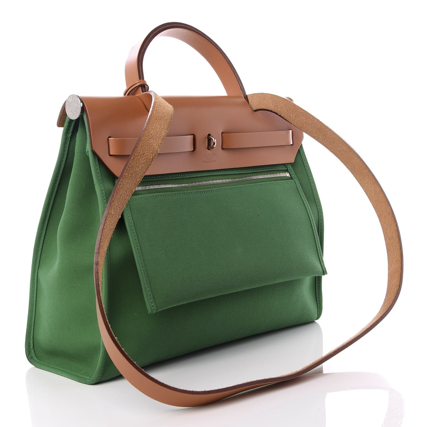 Hermes Vache Hunter Toile Herbag Zip 31 PM Cactus Natural 2 of 7