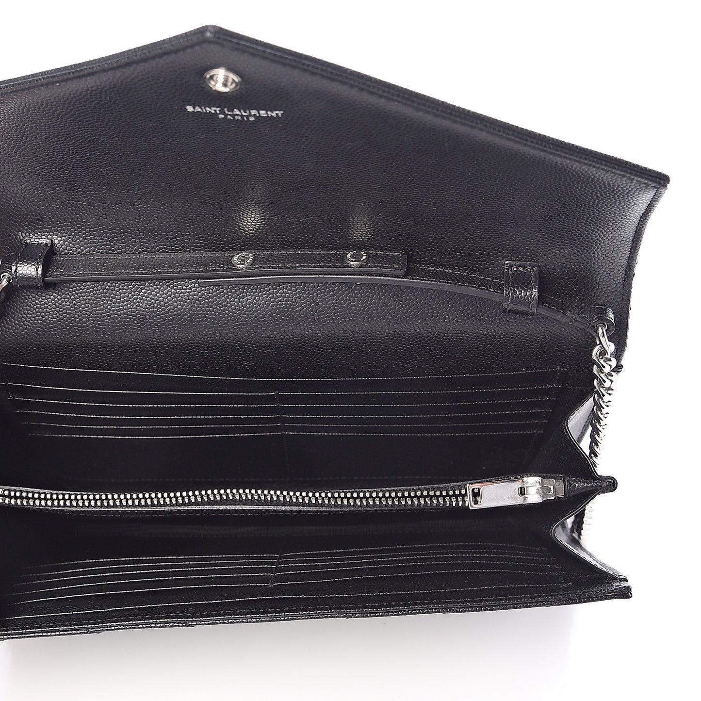Grain De Poudre Matelasse Chevron Medium Monogram Chain Wallet Black