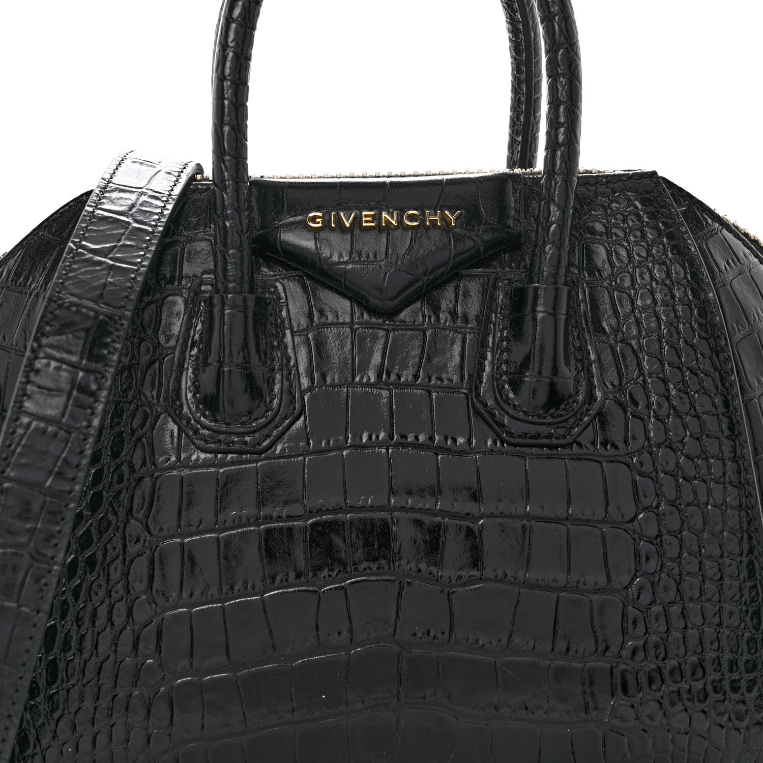 Givenchy Calfskin Crocodile Embossed Mini Antigona Black 8 of 10