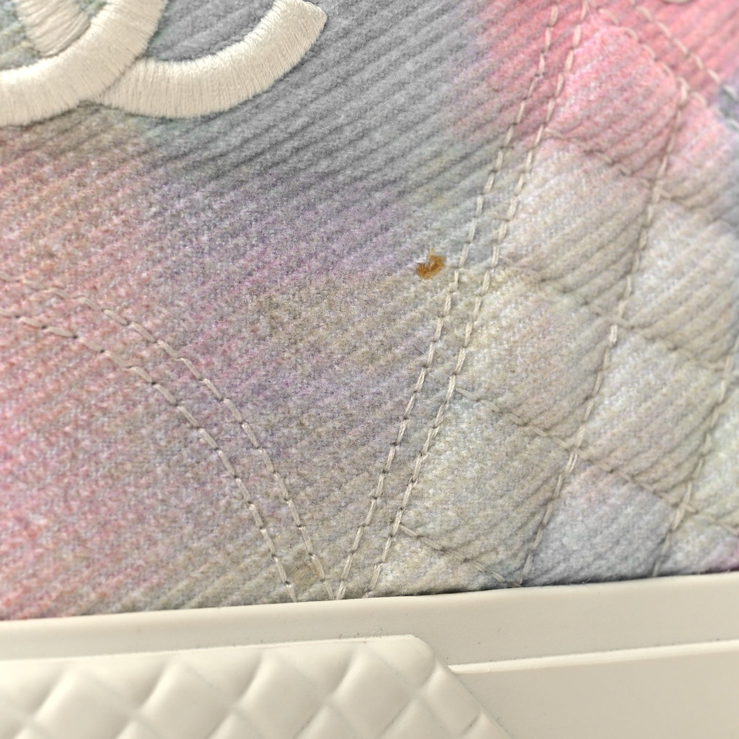 Printed Fabric Quilted High Top Sneakers 36 Green Pink Blue White