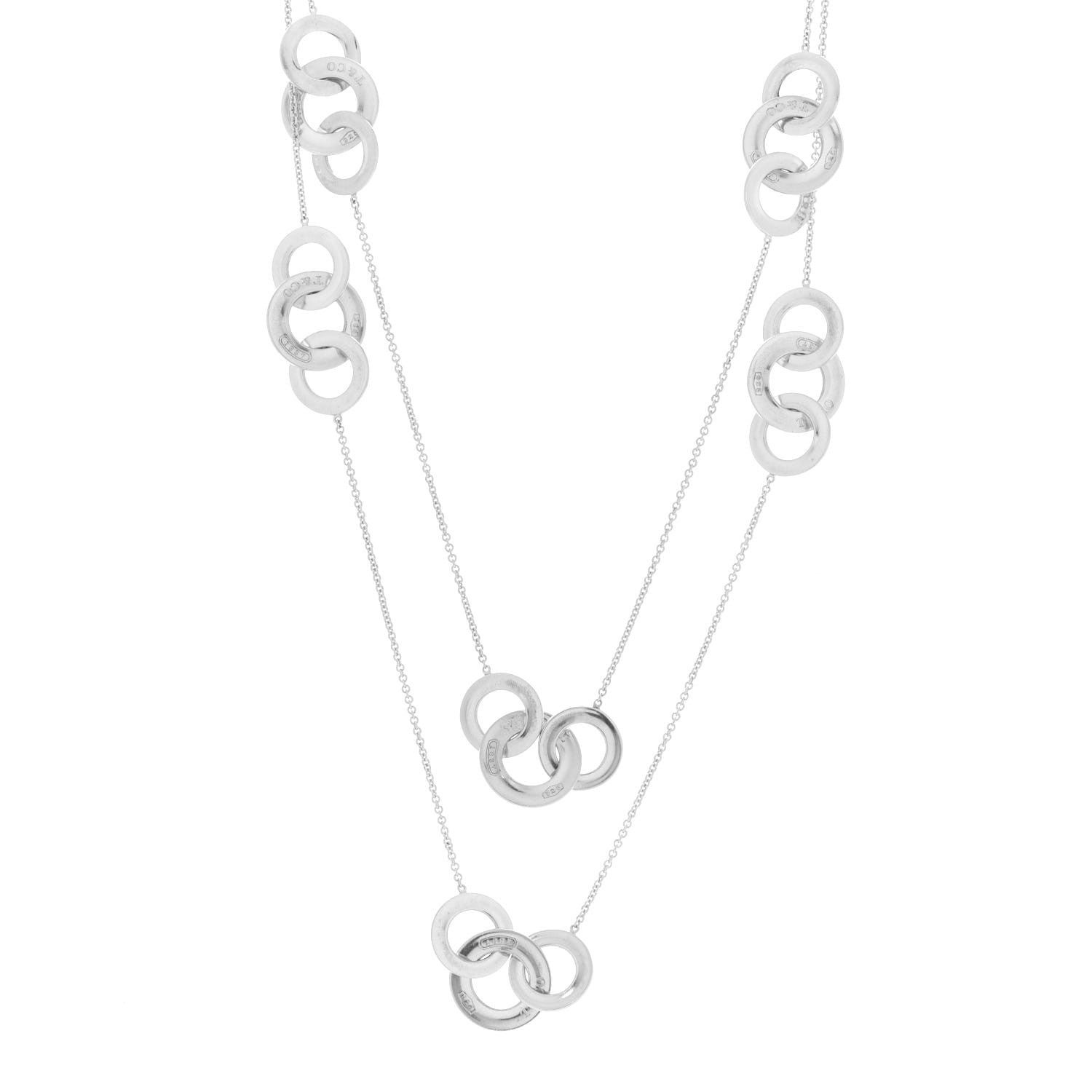 Tiffany Sterling Silver 1837 Interlocking Circles Station Long Necklace 1 of 4