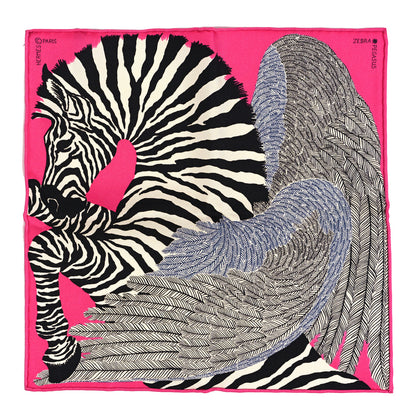 Hermes Silk Carre Zebra Pegasus Nano Scarf 20 Rose Bonbon Black White 1 of 4