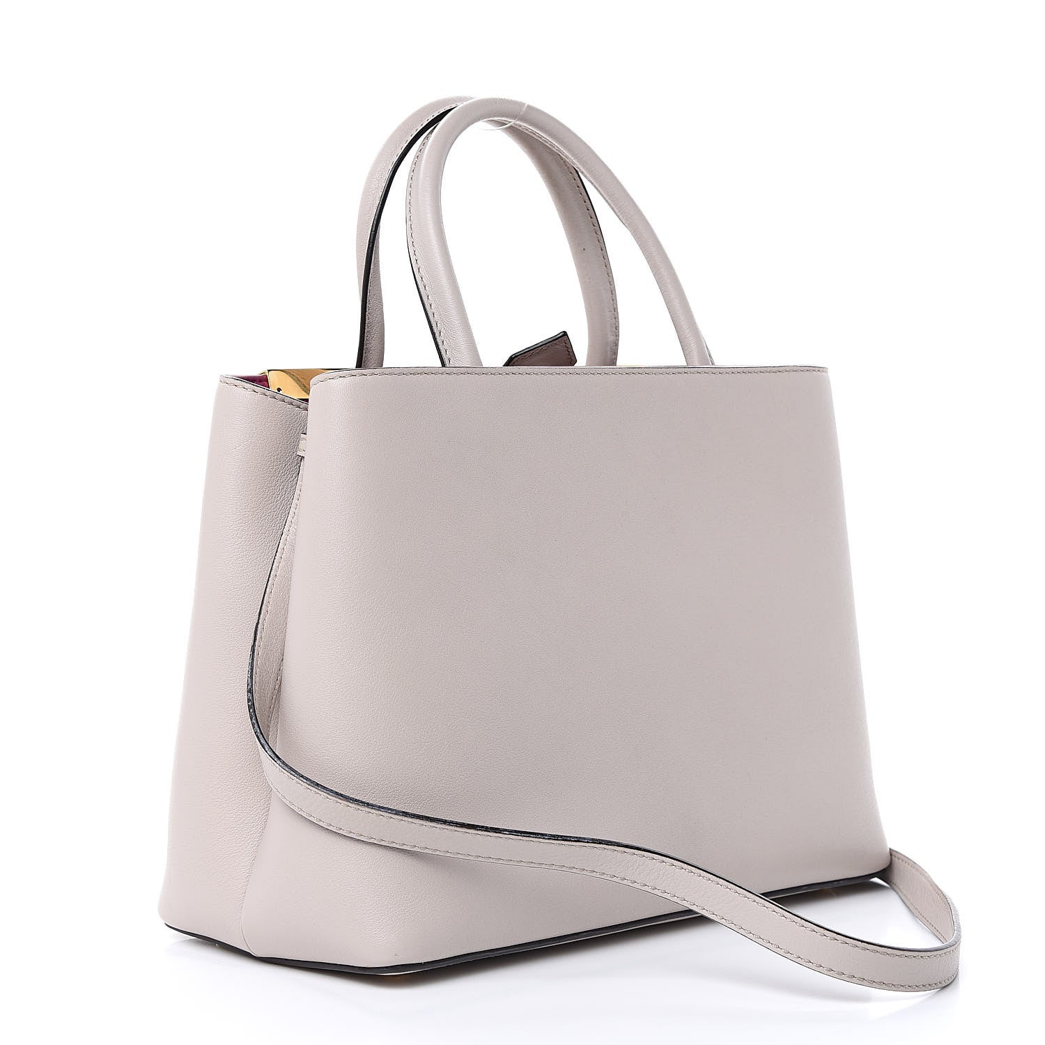Fendi Vitello Dolce Century Petite 2Jours Tote Grigio Polvere Ciclamino 3 of 11