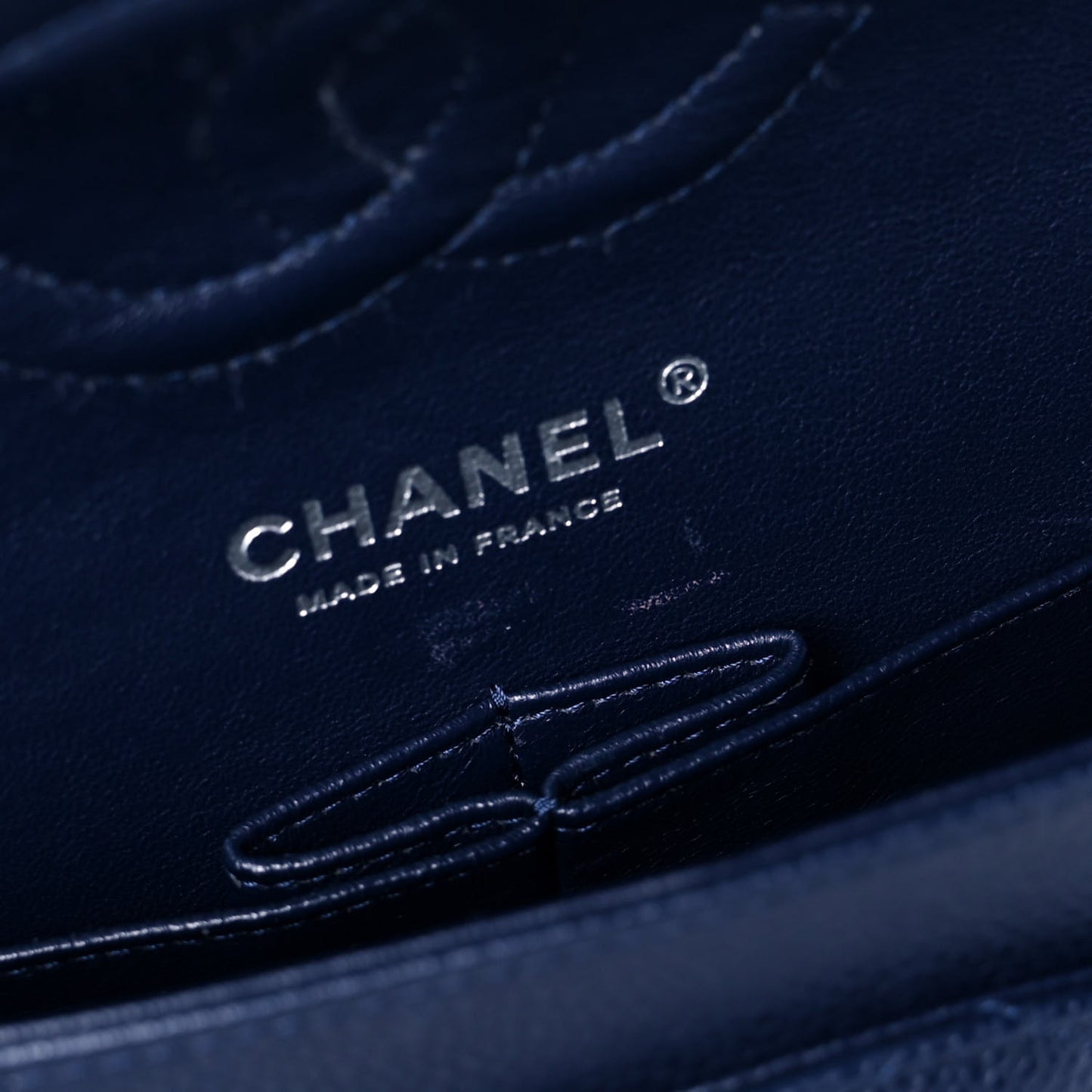 Caviar Quilted Medium Double Flap Navy