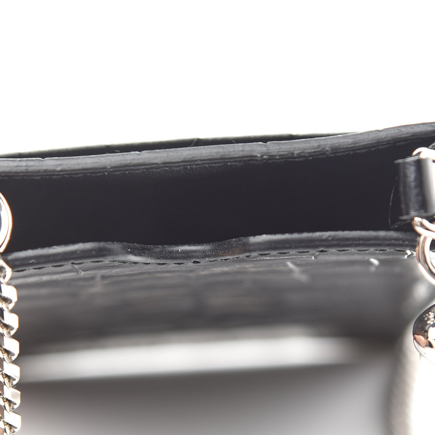 Crocodile Embossed Chain Phone Case Black