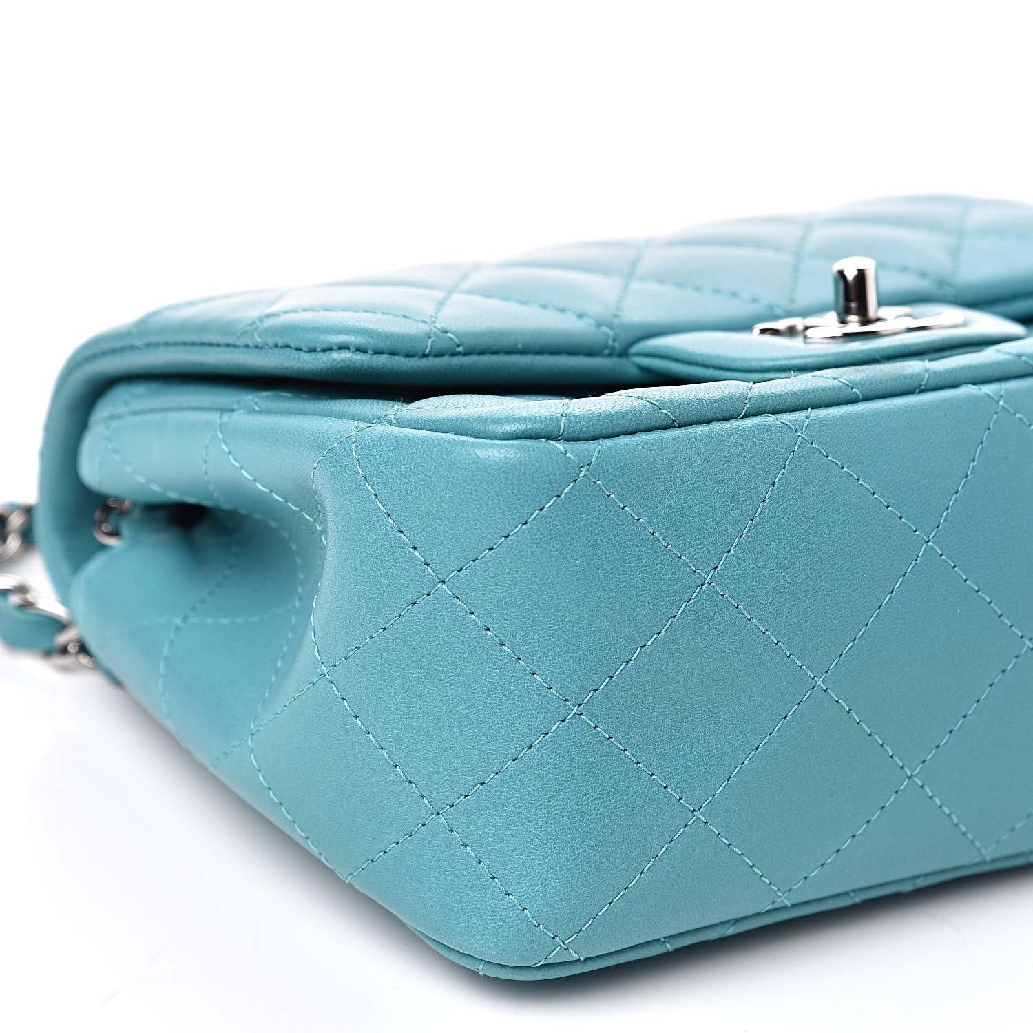 Chanel Lambskin Quilted Mini Square Flap Turquoise 8 of 13
