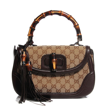 Gucci Monogram Medium New Bamboo Top Handle Bag Brown 1 of 7
