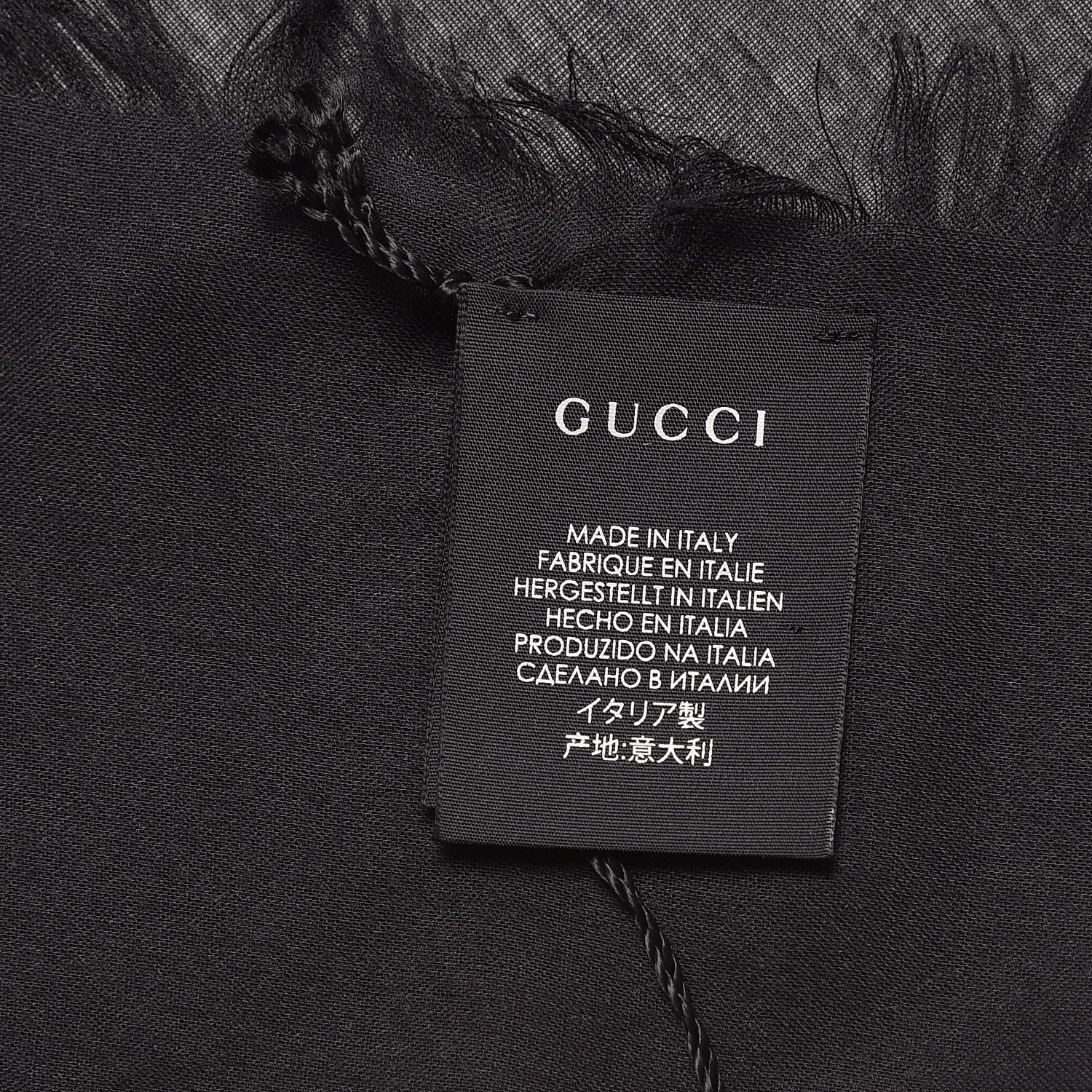 Gucci Modal Silk Coco Capitan Logo Square Scarf Black 4 of 5