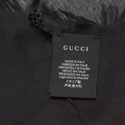 Gucci Modal Silk Coco Capitan Logo Square Scarf Black 4 of 5