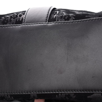 Gucci Nubuck Brocade Medium Soft Stirrup Shoulder Bag Black 13 of 15