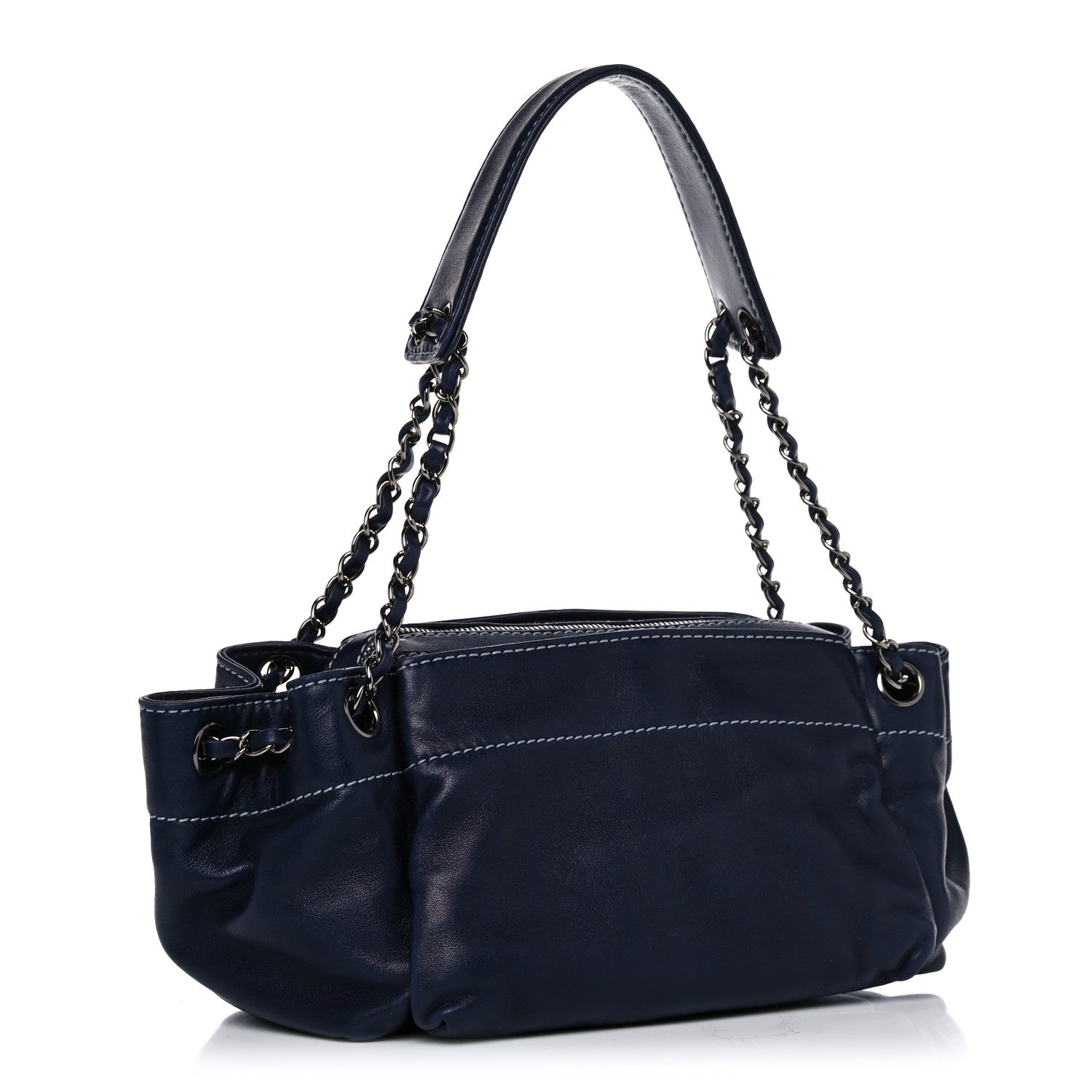 Chanel Lambskin Lax Accordion Hobo Navy 3 of 9