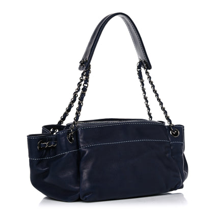 Chanel Lambskin Lax Accordion Hobo Navy 3 of 9