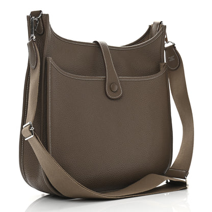 Hermes Taurillon Clemence Evelyne III GM Etoupe 3 of 11