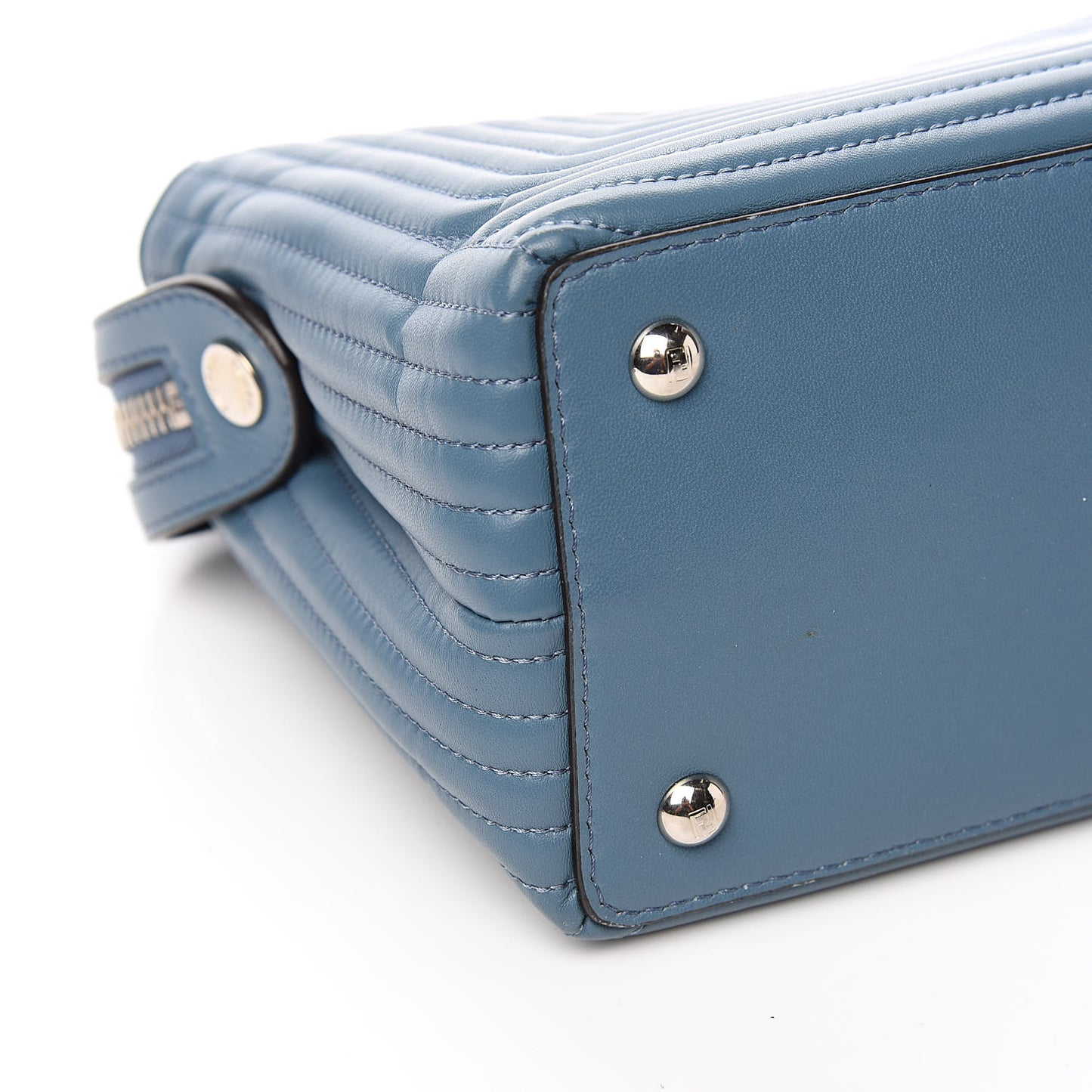 Shiny Nappa Trapuntata Small DotCom Click Top Handle Chain Satchel Blue