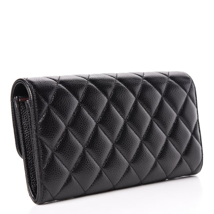 Chanel Caviar Quilted Large Gusset Flap Wallet Black 3 of 11