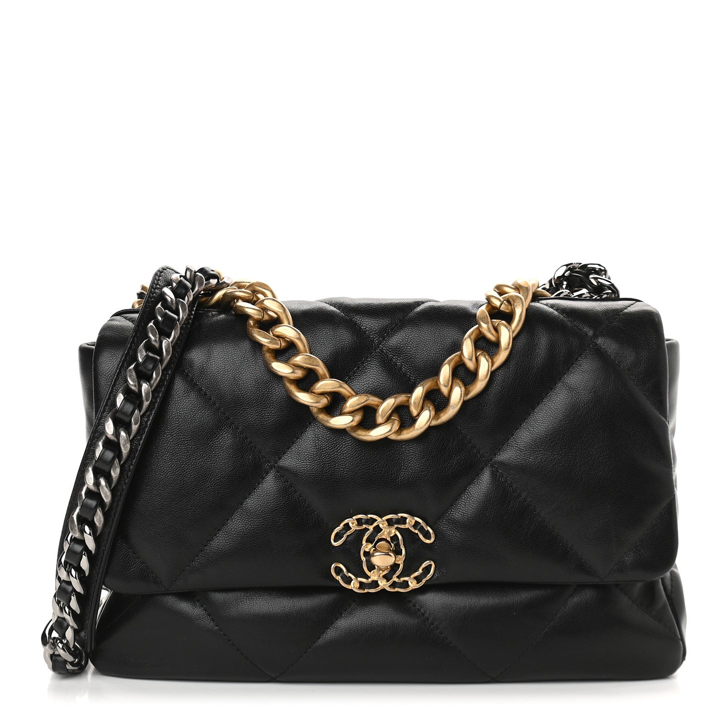 Lambskin Quilted Large Chanel 19 Flap Black