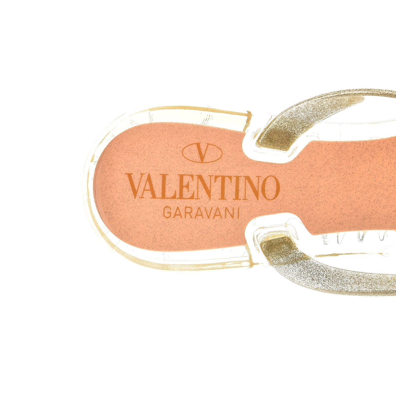 Valentino Garavani PVC Jelly Glitter Rockstud Bow Thong Sandals 35 Oro 6 of 9