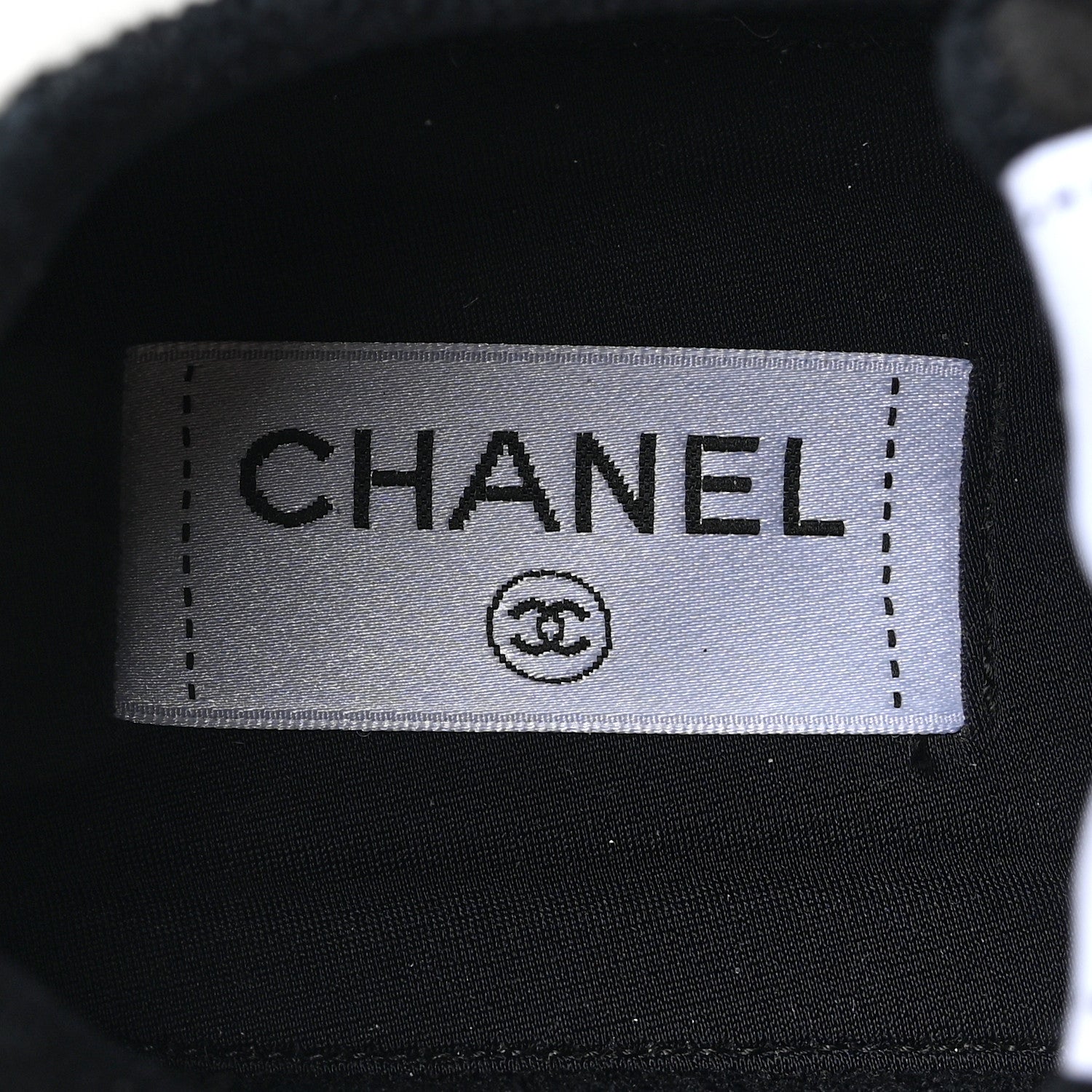 Chanel Grained Calfskin Fabric Womens Logo Sneakers 39 White Black 7 of 8