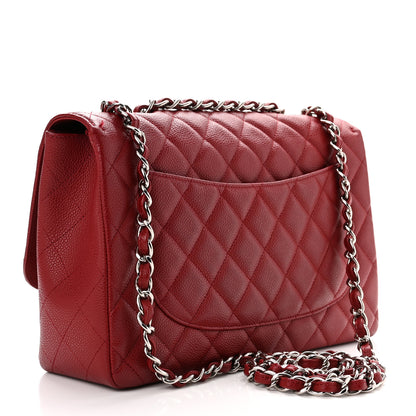 Chanel Caviar Quilted Jumbo Single Flap Dark Red 3 of 14