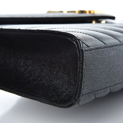 Saint Laurent Grain De Poudre Matelasse Chevron Medium Monogram Satchel Black 8 of 9