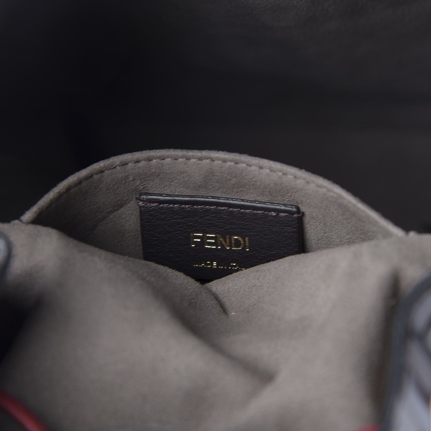 Fendi Vitello Grace F is Fendi Bi-Color FF 1974 Embossed Grande Mon Tresor Bucket Bag Maya Black Fragola 9 of 11
