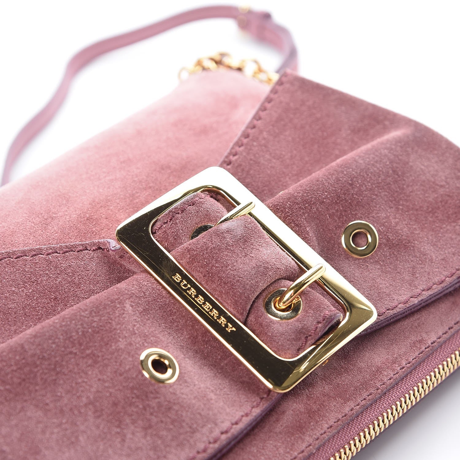 Burberry Suede Buckled Bow Clutch Bag Pink 9 of 9