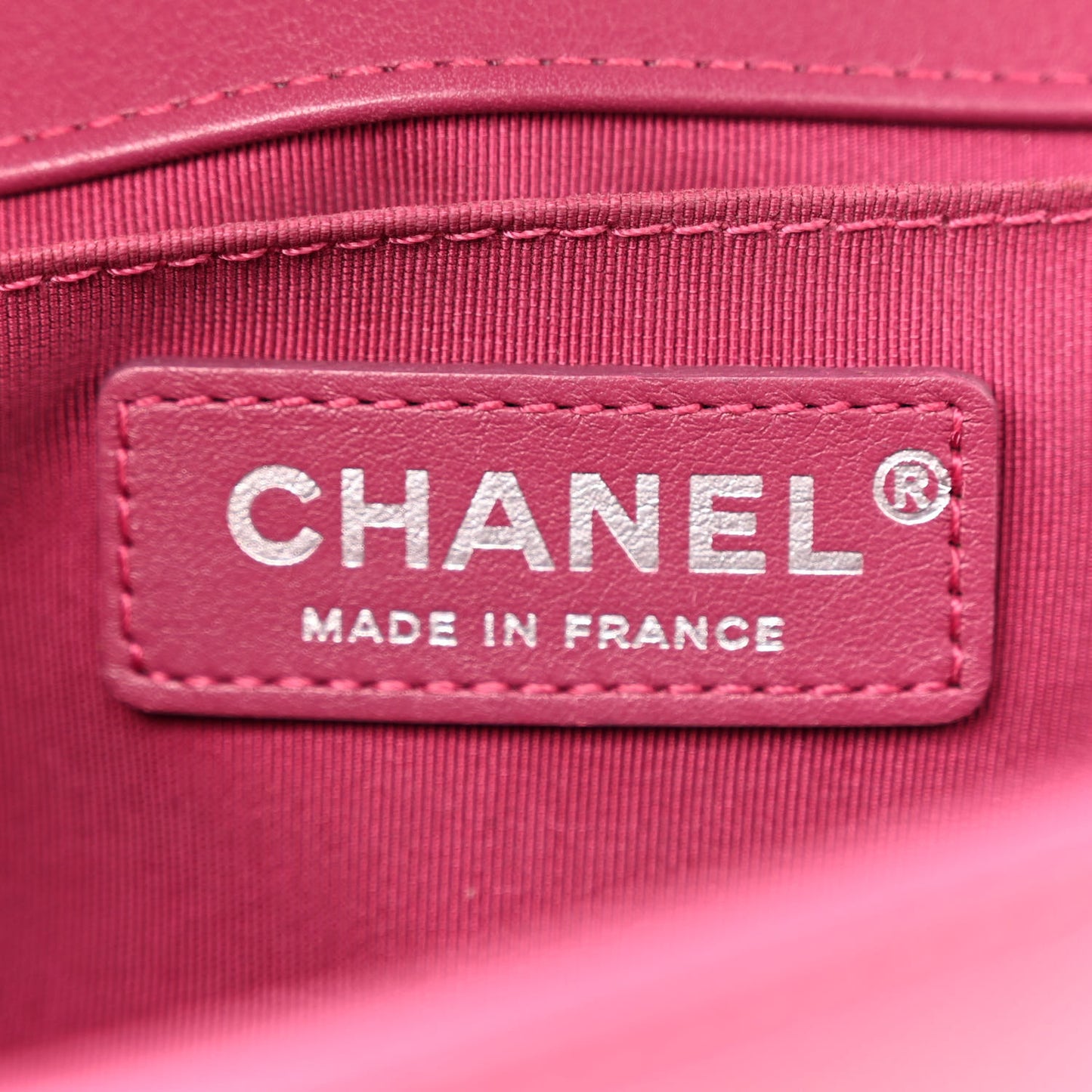 Calfskin Chevron Quilted Medium Boy Flap Dark Pink