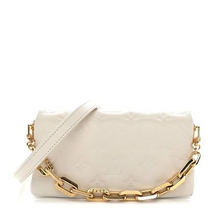 Louis Vuitton Lambskin Embossed Monogram Pochette Coussin Crossbody Cream 1 of 11