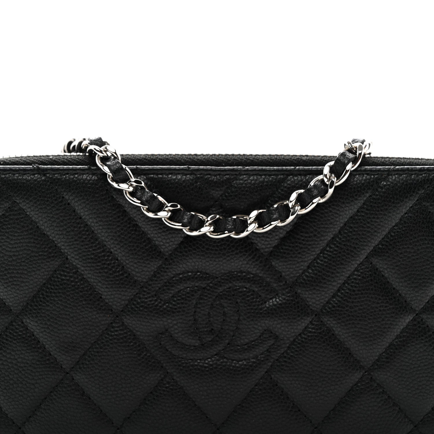 Chanel Caviar Quilted Diamond Small CC Duo Clutch With Chain Black 9 of 11