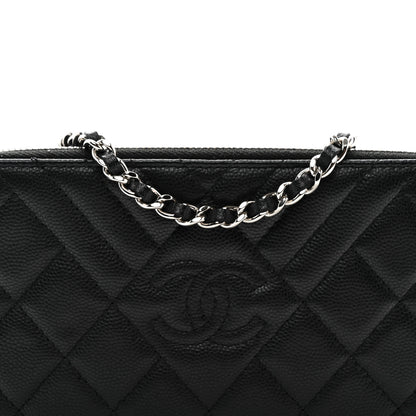 Chanel Caviar Quilted Diamond Small CC Duo Clutch With Chain Black 9 of 11