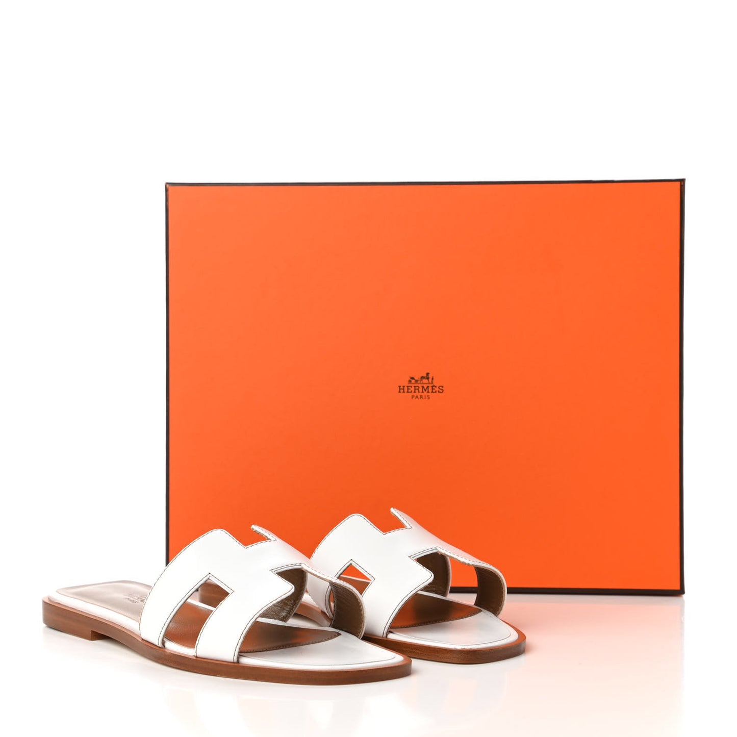 Box Calfskin Oran Sandals 35 White