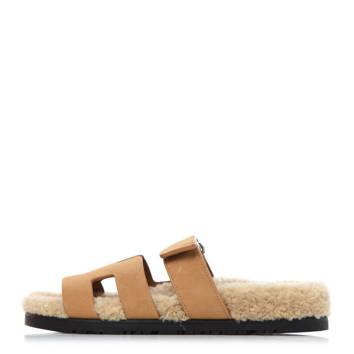Suede Goatskin Woolskin Womens Chypre Sandals 36.5 Golden Beige