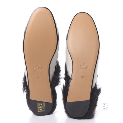 Gucci Malaga Kid Fur Zebra Inlay Womens Princetown Slippers 39 Mystic White Black 5 of 8
