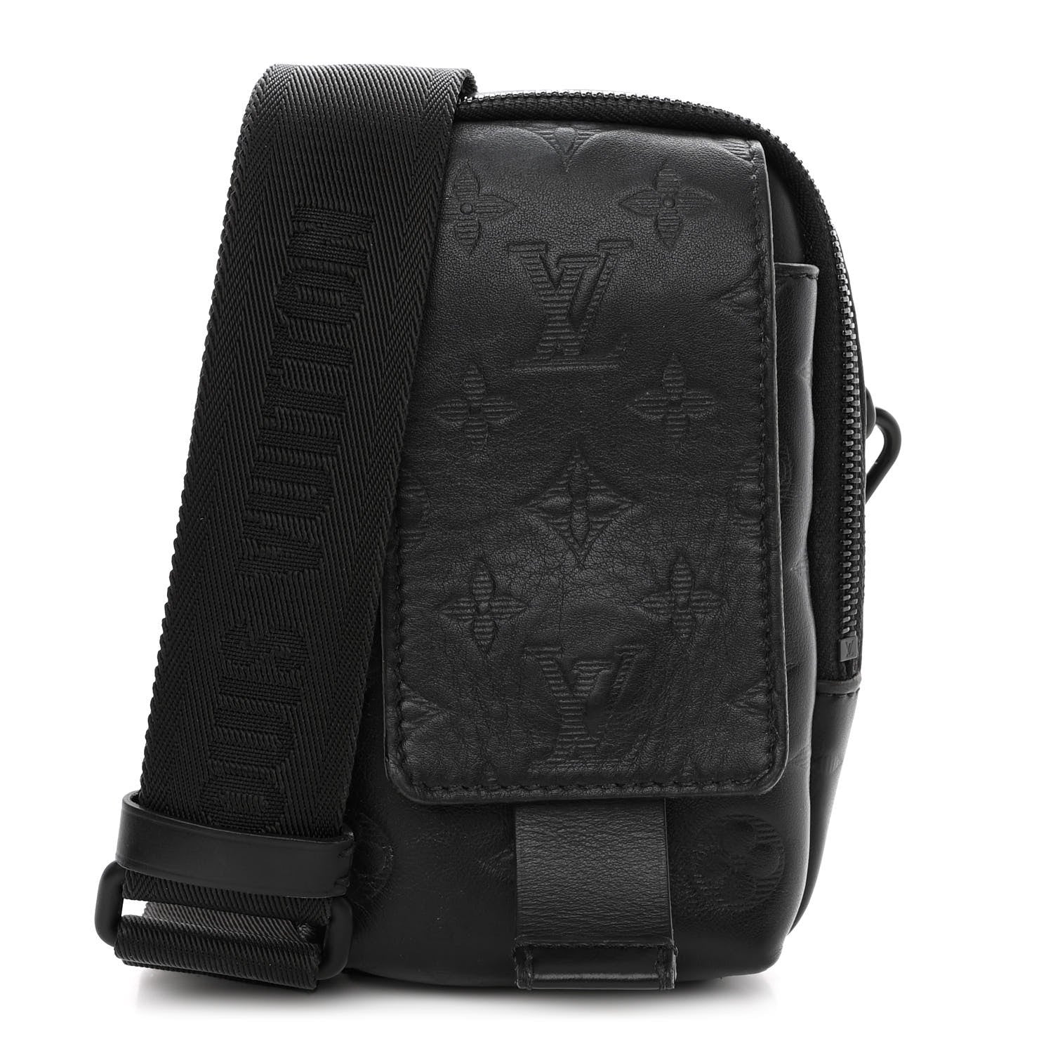 Louis Vuitton Calfskin Monogram Shadow Double Phone Pouch NM Black 1 of 9