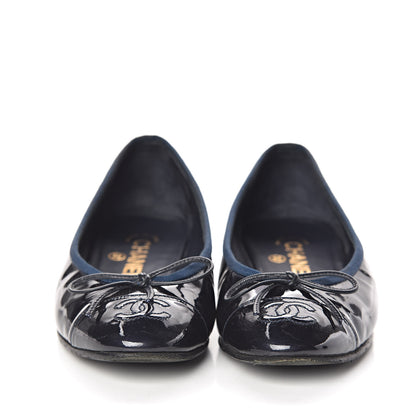 Chanel Patent CC Ballerina Flats 35 Navy 2 of 11