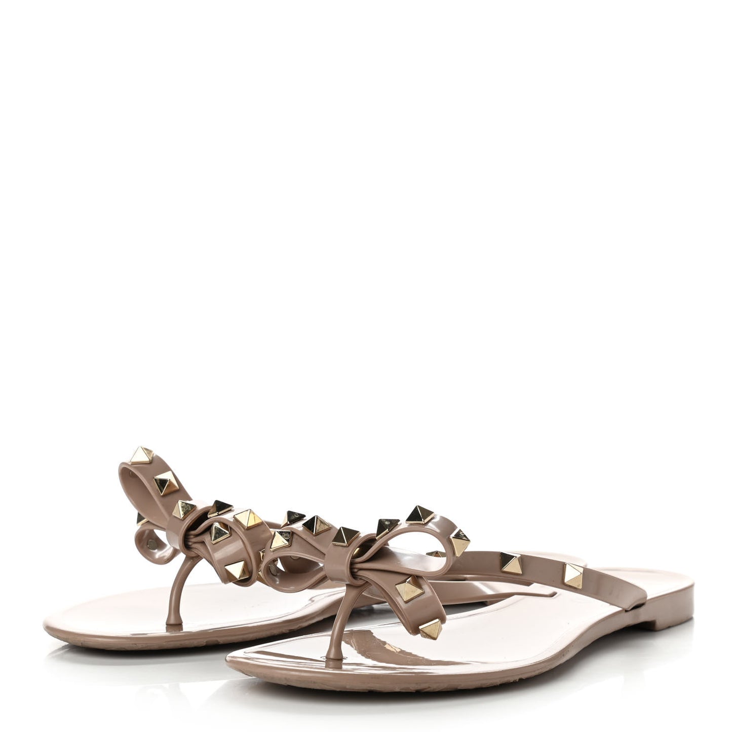 PVC Jelly Rockstud Bow Thong Sandals 38 Poudre