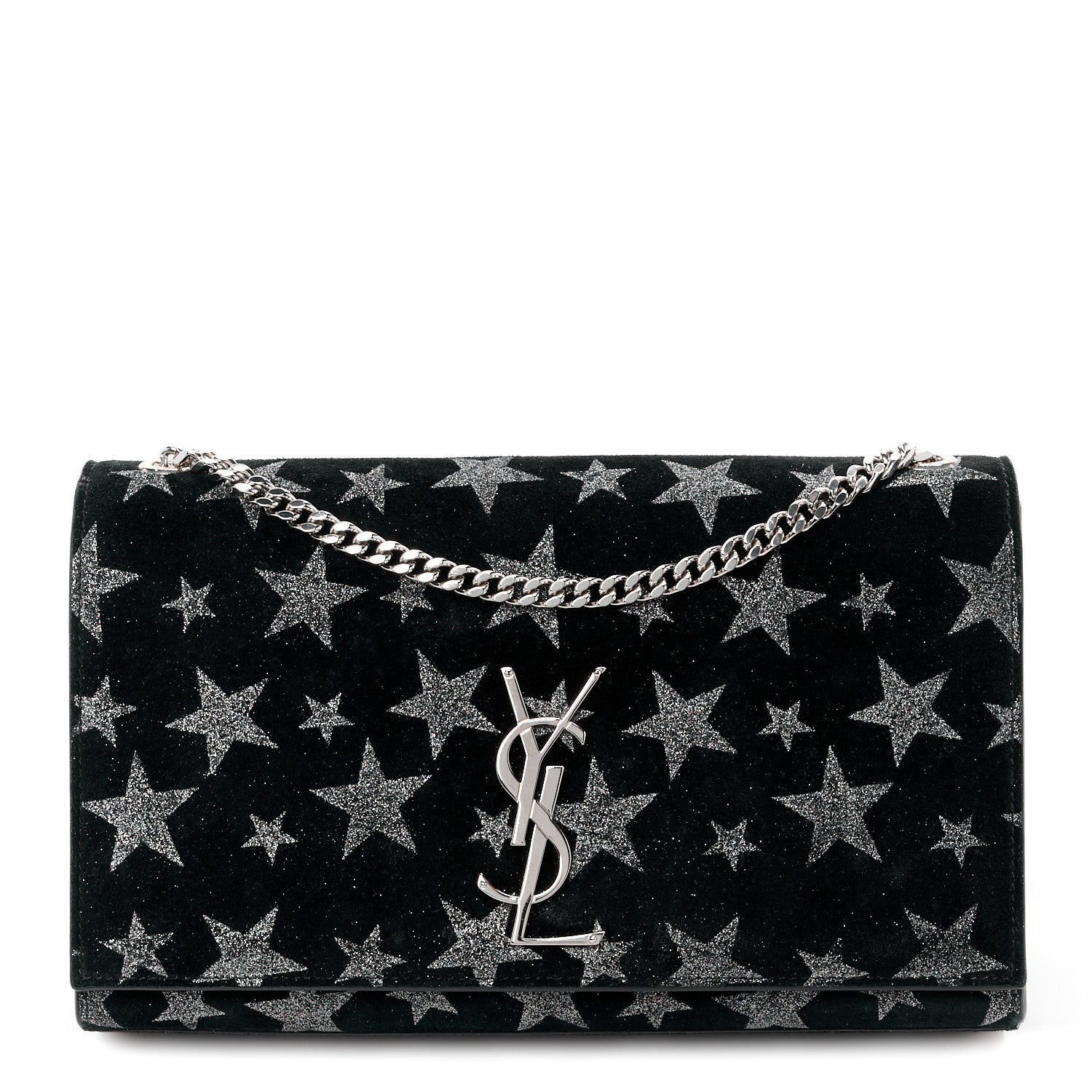 Saint Laurent SAINT LAURENT Suede Star Medium Monogram Kate Satchel Black 1 of 12