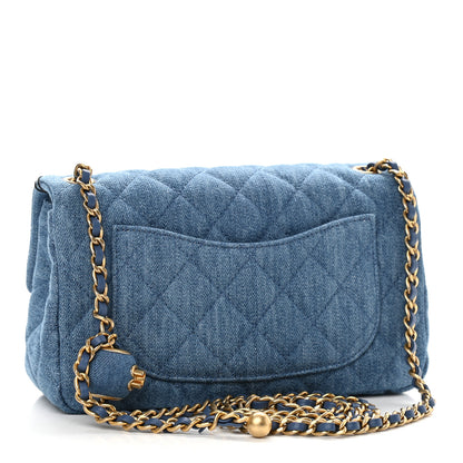 Chanel Denim Quilted Mini Pearl Crush Rectangular Flap Blue 3 of 9