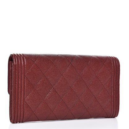 Chanel Caviar Quilted Large Boy Gusset Flap Wallet Dark Red 2 of 10