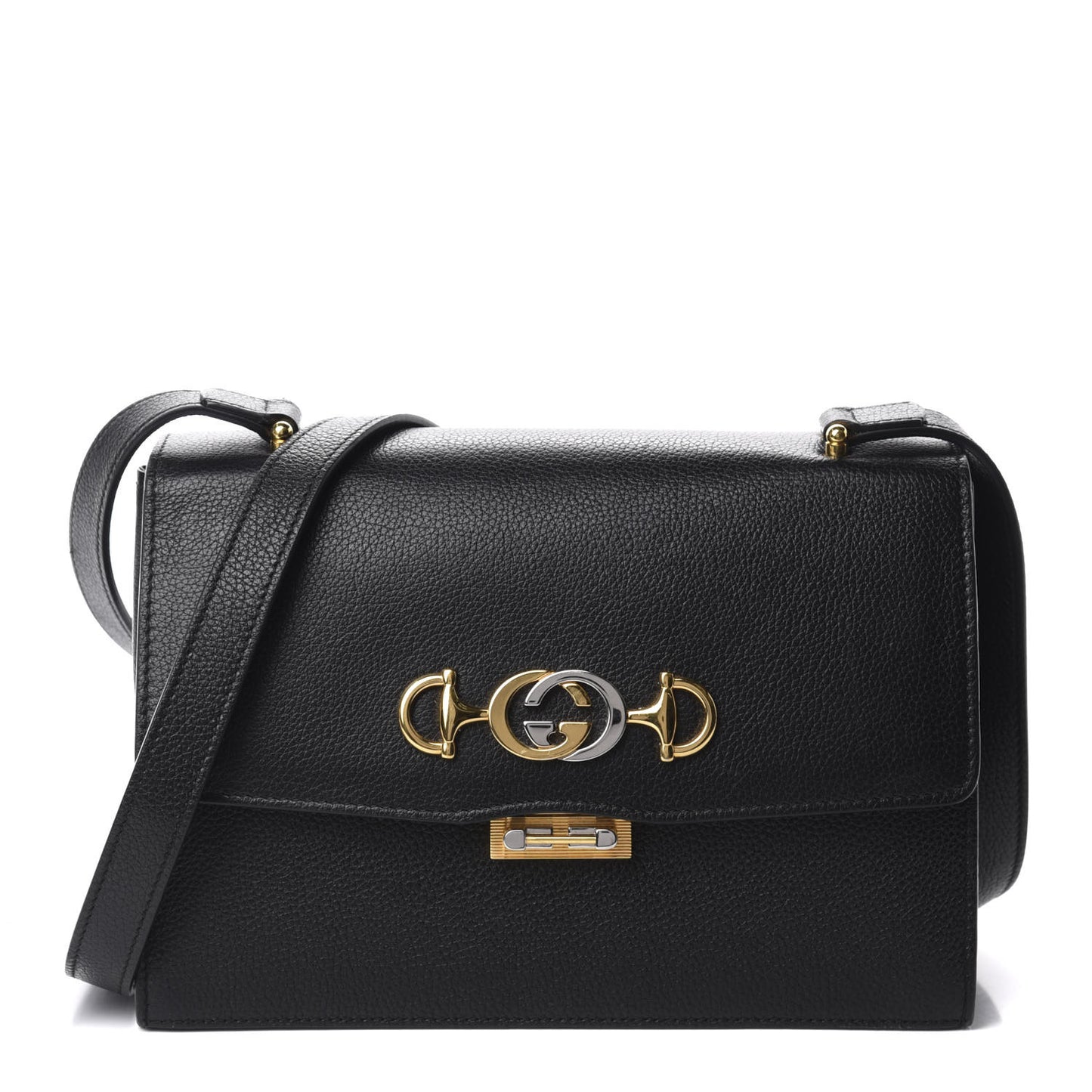 Grainy Calfskin Small Zumi Shoulder Bag Black