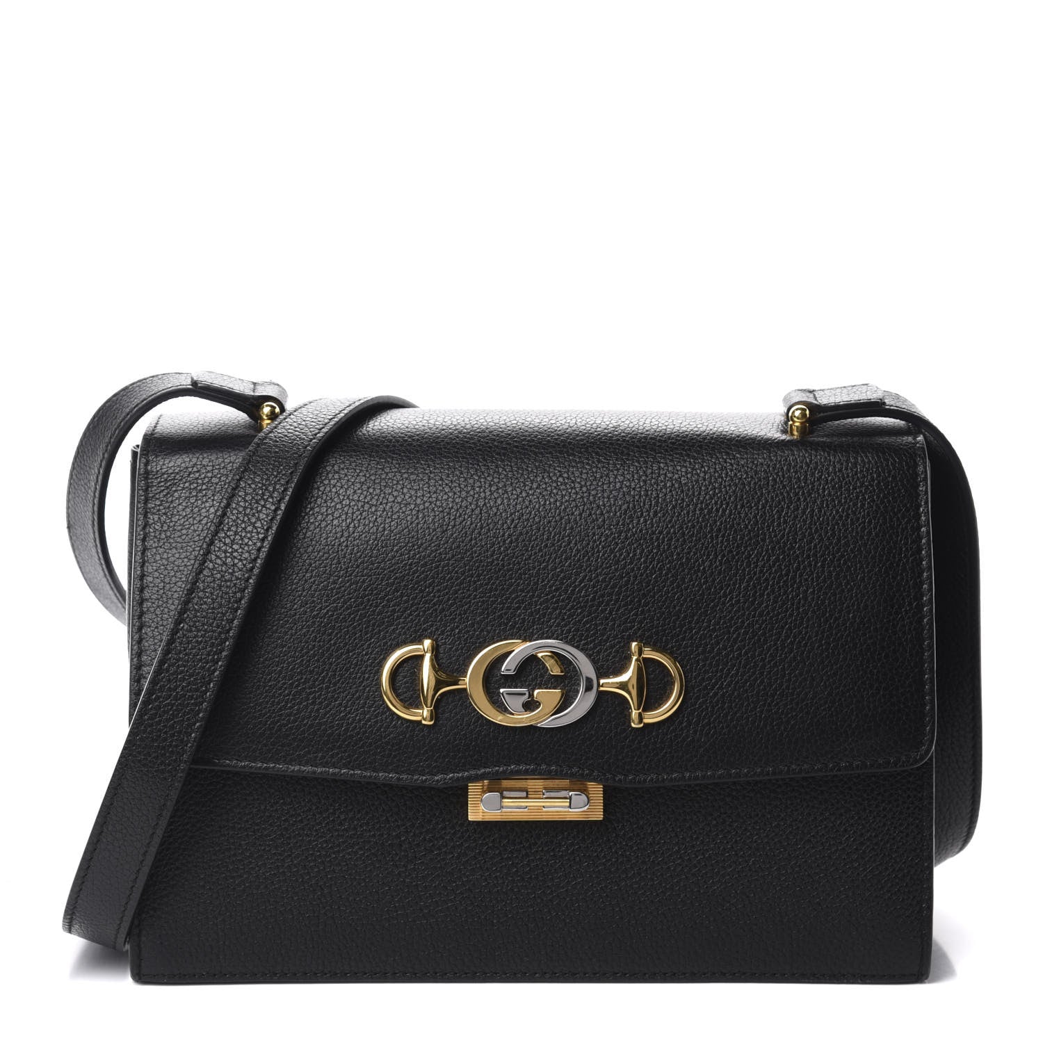 Gucci Grainy Calfskin Small Zumi Shoulder Bag Black 1 of 11