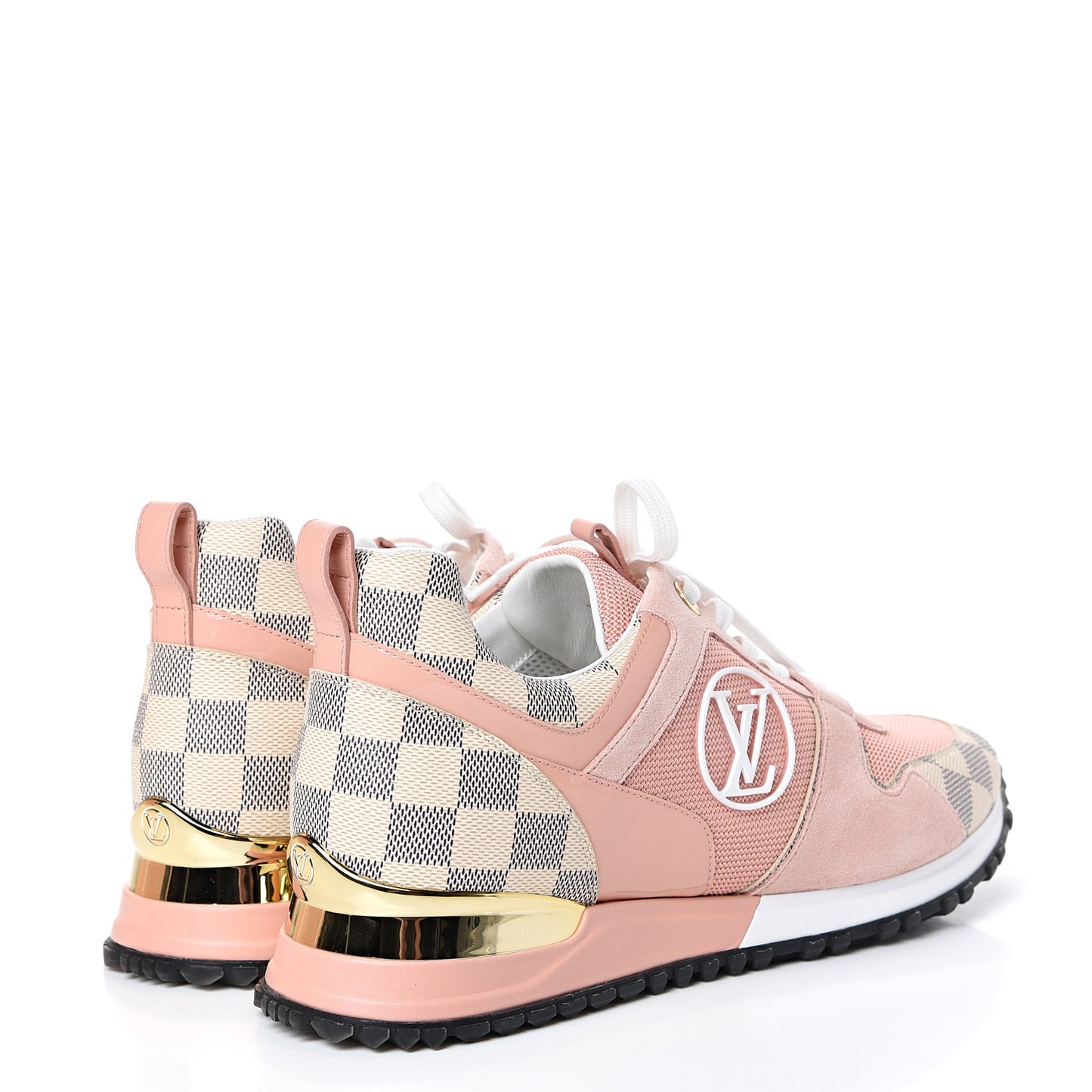 Suede Damier Azur Run Away Sneakers 41 Pink