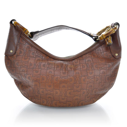 Gucci Leather Horsebit Embossed Bamboo Ring Hobo 3 of 11