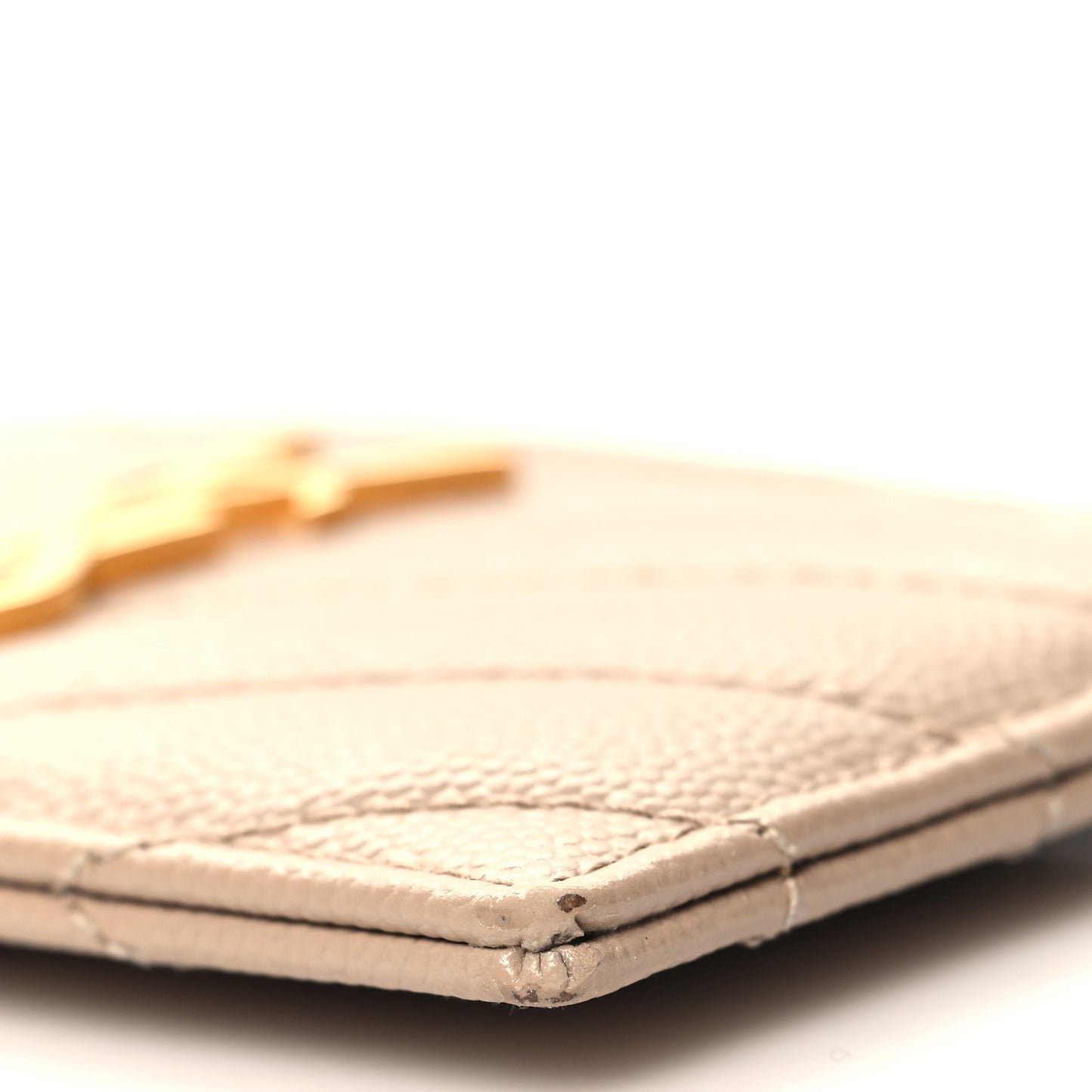 Grain De Poudre Matelasse Chevron Monogram Credit Card Case Sea Salt